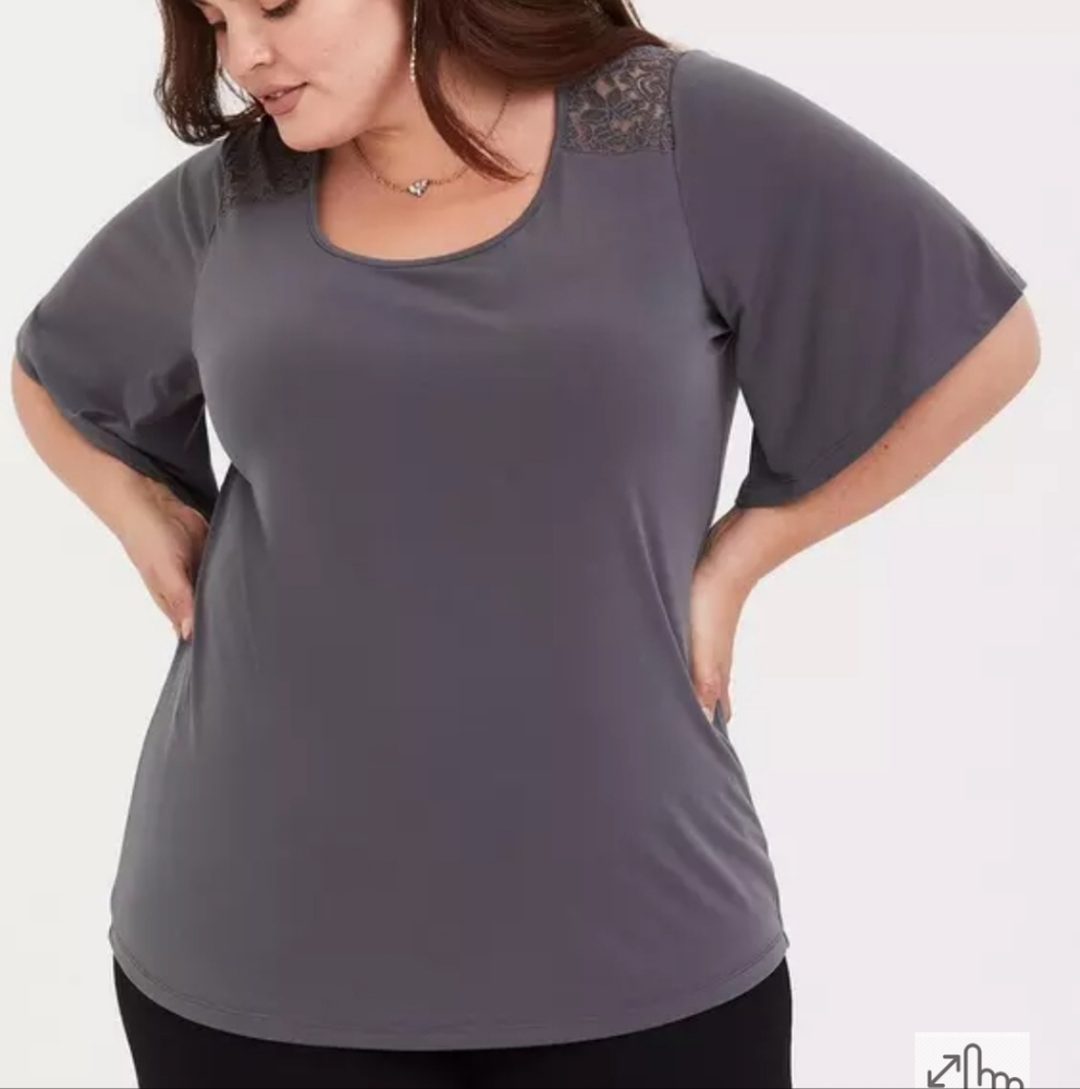 Torrid Grey Lace Jersey Knit Tee